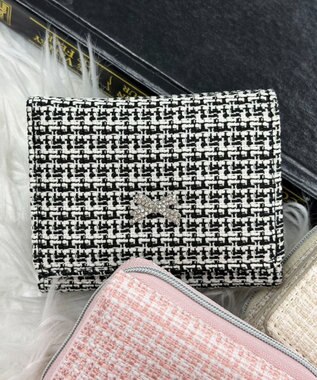 WEGO ビジューリボンツイードウォレット