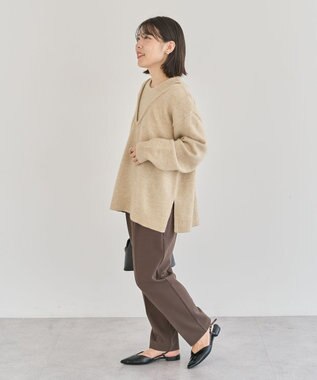 Green Parks フェイクレイヤードＶネックニットプルオーバー Light Beige