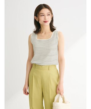 Green Parks ノースリーブスクエアニットプルオーバー Border