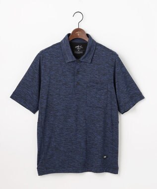 JOSEPH ABBOUD MOUNTAIN 【ゆったりシルエット】ランダムスラブリップ アウトドアポロシャツ ネイビー系