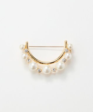 Phoebe フォーマルパールビジューハーフブローチ　ゴールド ゴールド