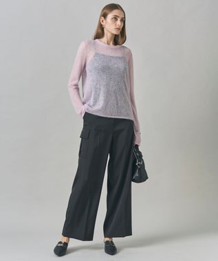 ICB L 【洗える】 シルキーシアーモヘヤ ニットプルオーバー シェルピンク系