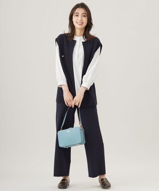 J.PRESS LADIES 【2way】レザー ショルダー バッグ ダルブルー系