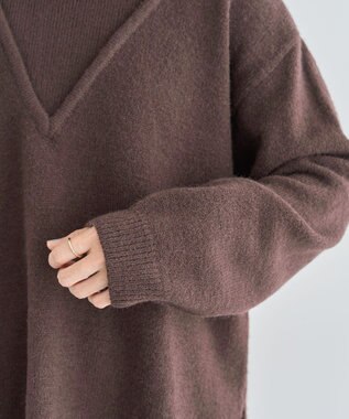 Green Parks フェイクレイヤードＶネックニットプルオーバー Brown