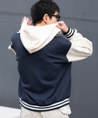 WEGO 【ユニセックス着用ITEM】スウェットフードスタジャン ネイビー