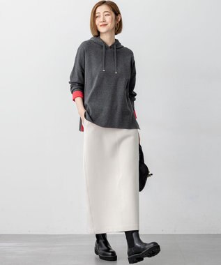 23区 【見上愛さん着用/生活防水】リブニット ブーツ ブラック系