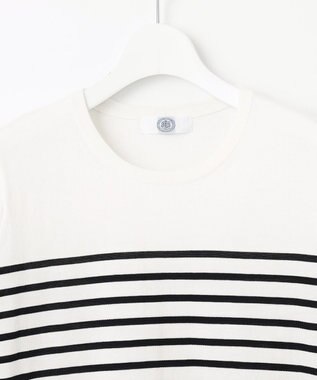 J.PRESS LADIES 【洗える】BASIC HT-COTTON クルーネック ボーダー ニット ブラック系1