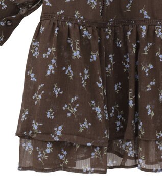 earth music&ecology フラワー楊柳ティアードミニワンピース Brown