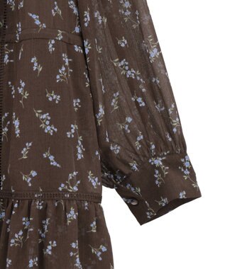 earth music&ecology フラワー楊柳ティアードミニワンピース Brown