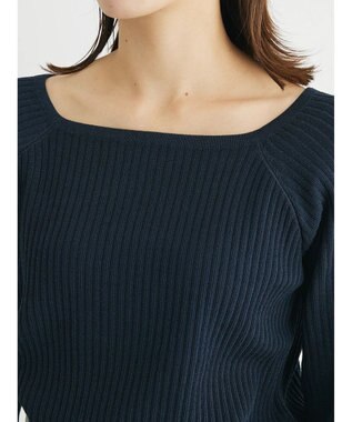 Green Parks 洗える　スクエアネックリブニットプルオーバー Dark Navy