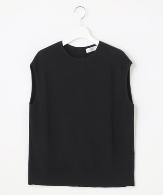 J.PRESS LADIES L 【洗える】コットンアセテート畦 ニットベスト ブラック系