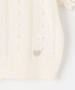 ANY KIDS 半袖 ニット カーディガン オフホワイト