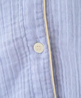 UCHINO クレープガーゼ ノーカラーレディスパジャマ ブルー