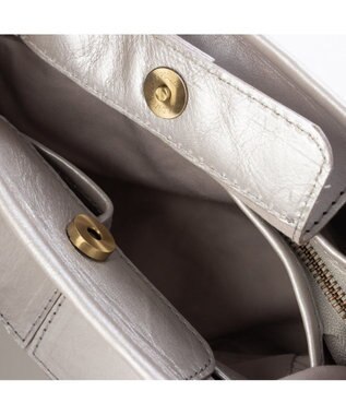 UNBILLION ピークスピーク PEAKSPEAK / 牛革パッチワーク・フラップトートS シルバー