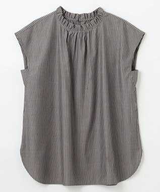 ANY 【抗菌防臭/速乾/手洗い可】エニィファンクション ノースリーブブラウス ブラックストライプ