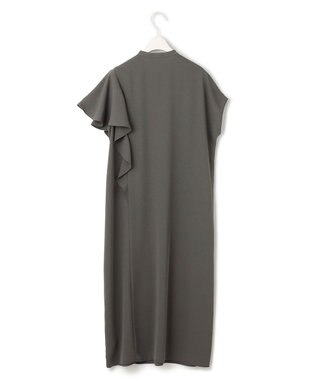 ICB 【接触冷感・UVケア・防シワ・洗える】エステルダブルクロス ラッフルスリーブワンピース グレー系