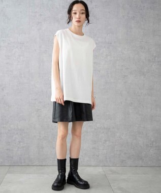 WEGO 【5色3サイズ展開/ユニセックス着用ITEM/洗える/綿100%】スリーブレスコットンT ホワイト