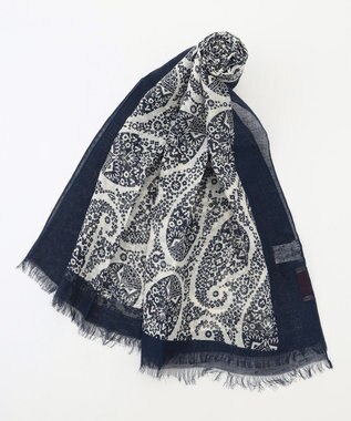 JOSEPH ABBOUD 【CAMERUCCI ARCHIVIO】ビッグペイズリーパターン ストール ネイビー系6