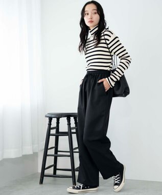 WEGO 【ウエストゴム/手洗い可】カラーイージーパンツ ブラック