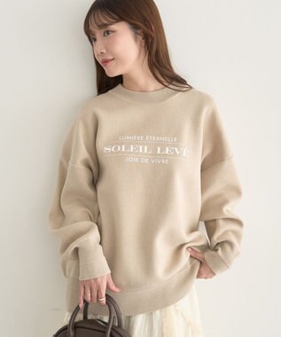 earth music&ecology 【洗濯機洗い可】スウェットライクロゴニットプルオーバー