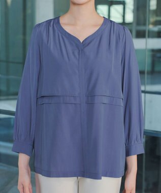 Tiaclasse L レイヤードデザインブラウス ブルー