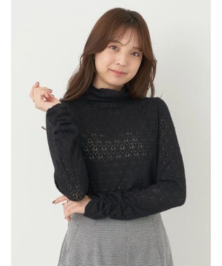 earth music&ecology 起毛レースハイネックインナー Black