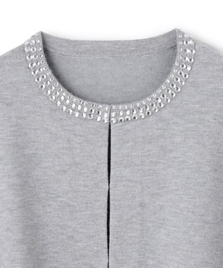 UNFILO ネックビジュー カーディガン グレー