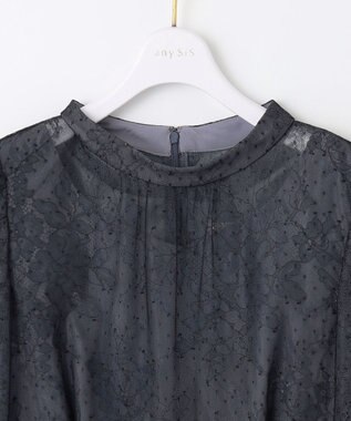 ANY SIS 【Lily calin】バイカラードットチュール ドレス ブルーグレー