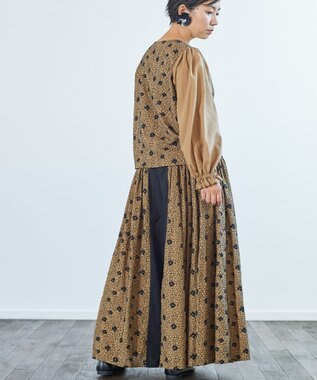 muuc 【手刺繍のような刺繍が美しい】ハイドランジア 切り替えパンツ ベージュ