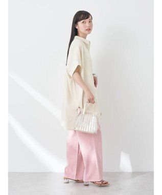 earth music&ecology 配色ステッチＢＩＧシャツ Ivory