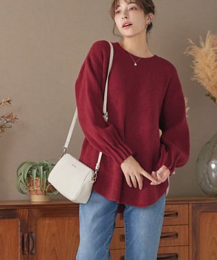 Tiaclasse 袖タックニットプルオーバー レッド