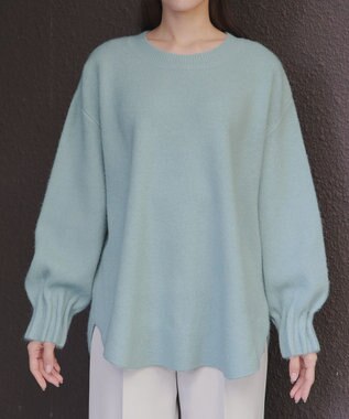 Tiaclasse 袖タックニットプルオーバー ブルー