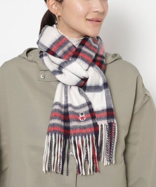 新品 マッキントッシュフィロソフィー バッキンガムベア マフラー 綿100％ 紺 バッキンガムベア スーパーファインウール リバーシブルマフラー