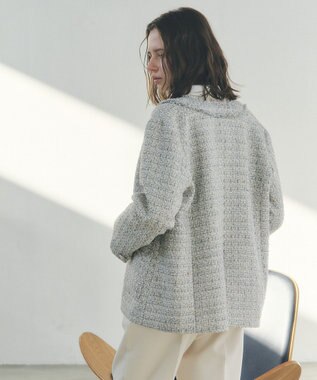 YECCA VECCA ノーカラーツイードジャケット Gray