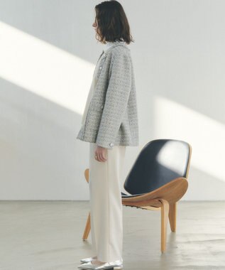 YECCA VECCA ノーカラーツイードジャケット Gray