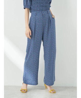 earth music&ecology 花柄ワイドパンツ Navy