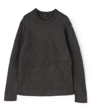 JOSEPH HOMME ビッグジオメトリージャガード　クルーネック グレー系