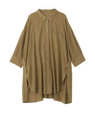 YECCA VECCA リブMIXシアーオーバーシャツ Dark Beige