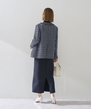 YECCA VECCA ノーカラーツイードジャケット Blue