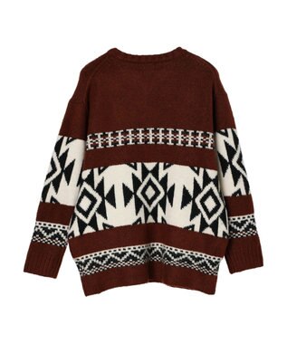 CRAFT STANDARD BOUTIQUE オルテガ柄ニットＺＩＰブルゾン Brown