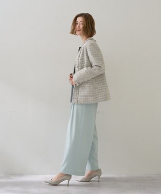 YECCA VECCA ノーカラーツイードジャケット Gray