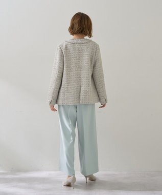 YECCA VECCA ノーカラーツイードジャケット Gray