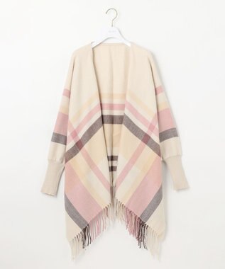 ANY SIS チェック ポンチョ ピンク系チェック