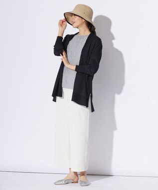 J.PRESS LADIES L 【洗える・UVケア】サマー カーディガン ネイビー系