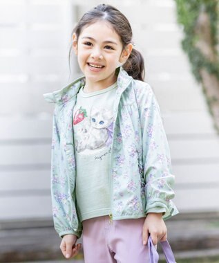 裾ペプラム 花柄 ブルゾン