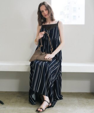 YECCA VECCA アートプリントキャミワンピース Stripe