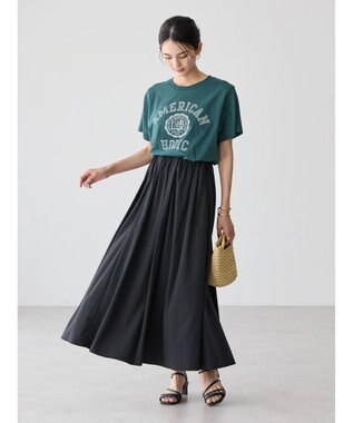 AMERICAN HOLIC イージーケア＋接触冷感ウエストタックフレアスカート Black