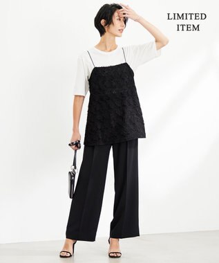 ICB 【WEB限定】 ハンドトゥースジャガード キャミブラウス ブラック系