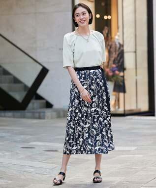 自由区 【洗える・XSサイズあり】ハーバルフロープリント スカート ネイビー系4