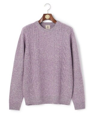 J.PRESS MEN ウール×カシミヤの上質素材【Cash Lamb's Wool】ケーブルクルーネック ニット_25年モデル パープル系